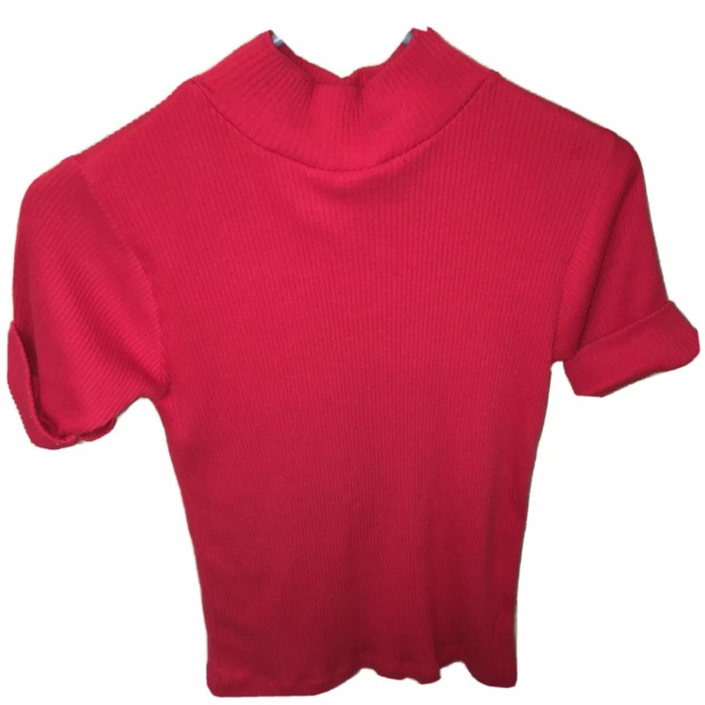 SOLD vintage red ribbed turtleneck top shirt